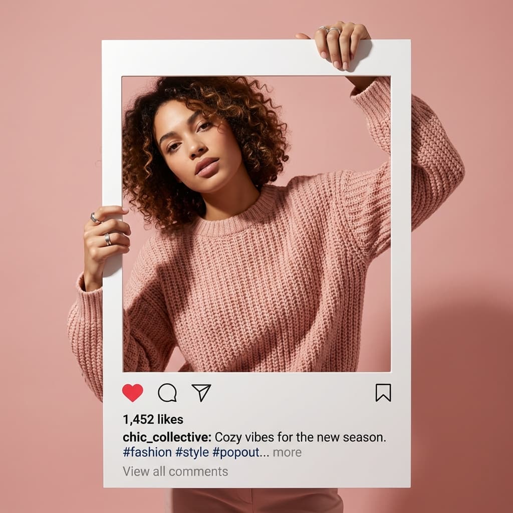 3D Instagram Frame Fashion Advertising Prompt